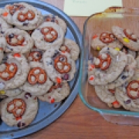 Reeses Pieces Chocochunk Pretzel Cookies