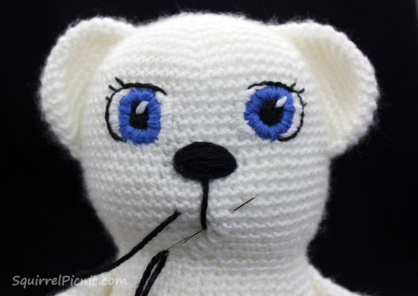 embroidered teddy bear eyes